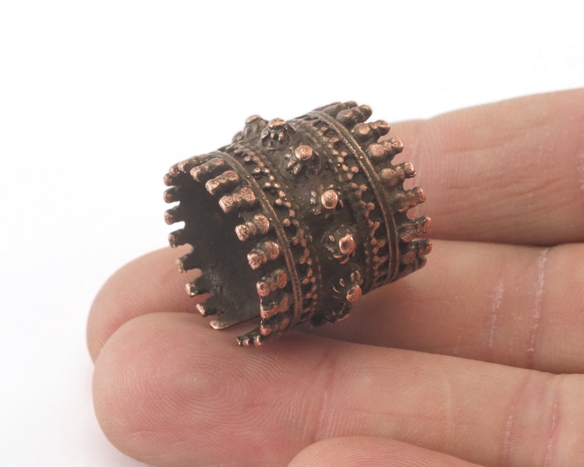 Adjustable Dotted Ring Antique Copper Plated brass (17mm 7US inner size) OZ3352 21mm