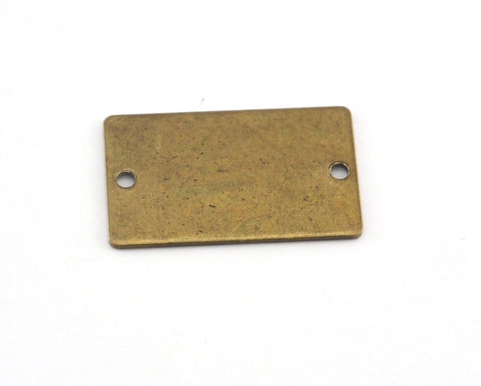 Rectangle shape blank stamping 15x25x0.8mm (20 gauge) antique bronze plated brass two hole 1205-63