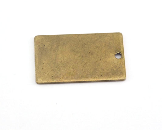 Rectangle shape blank stamping 15x25x0.8mm (20 gauge) antique bronze plated brass one hole 1205-63