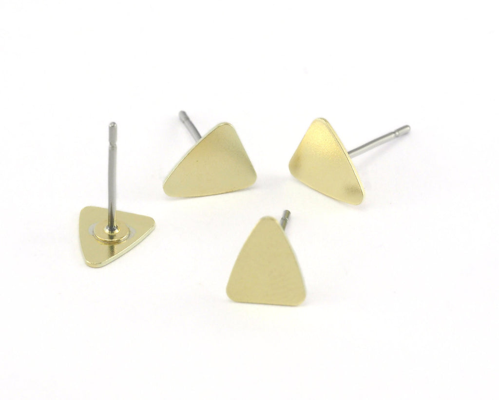 Triangle Earring Posts Stud Long (13x7mm) Raw Brass 3900