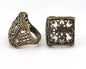 Filigree Square Ring Adjustable Antique Bronze Plated Brass 1 Pc. (18.5mm 8.5US inner size) OZ2560 22mm