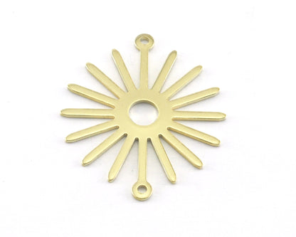 Sun Charms Connector 25x27mm 2 holes Raw brass Copper Brushed findings R197-145