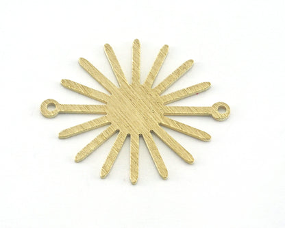 Brushed Sun Charms Connector 25x27mm 2 holes Raw brass findings R199-145