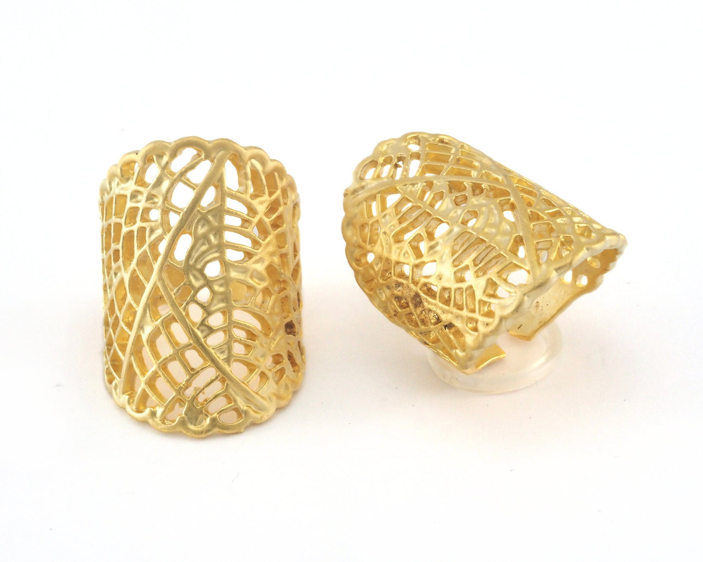 Filigree Ring Adjustable Ring Matte Gold Plated Brass 1 Pc. (18.5mm 8.5US inner size) OZ2267 33mm