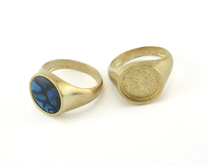 Signet Setting Ring ring size 5.5US 6.5US - 7.5US 8.5US 9.5US Raw Brass with 12mm base setting not adjustable sku2069+