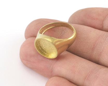 Signet Setting Ring ring size 5.5US 6.5US - 7.5US 8.5US 9.5US Raw Brass with 12mm base setting not adjustable sku2069+