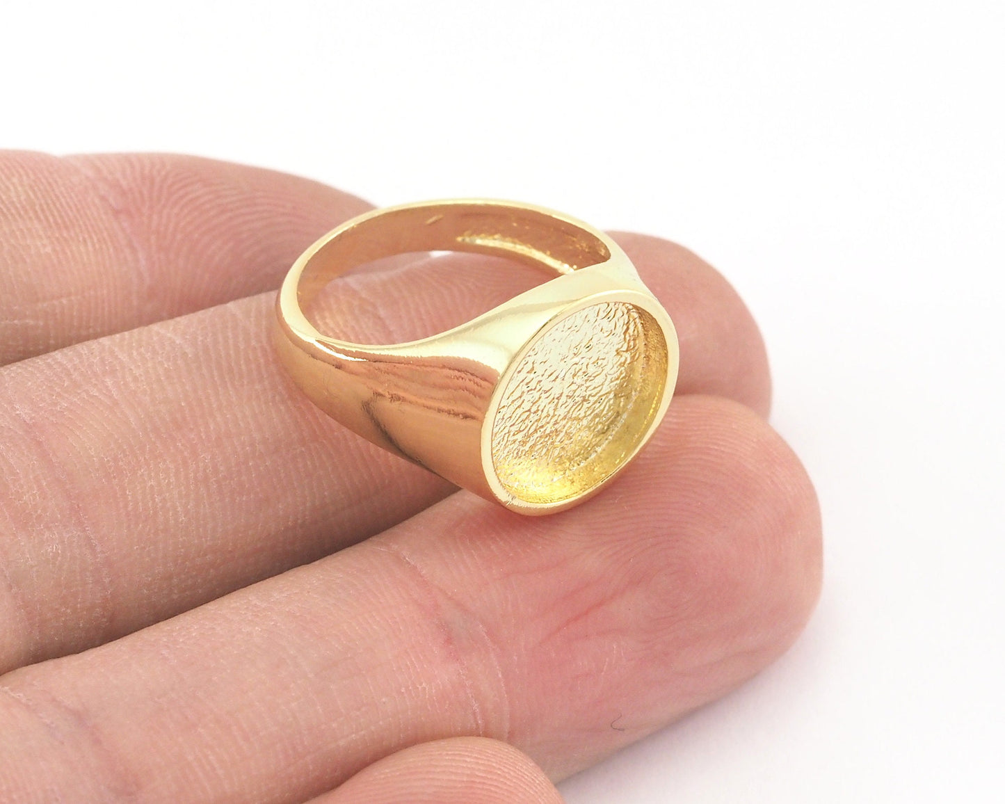 Signet Setting Ring ring size 6.5US - 7.5US Gold Plated Brass with 12mm base setting 2180-2181 not adjustable