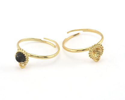 Ring Adjustable Ring Bezel - Loop Gold Plated brass (18mm 7.5US inner size - Adjustable ) OZ2715