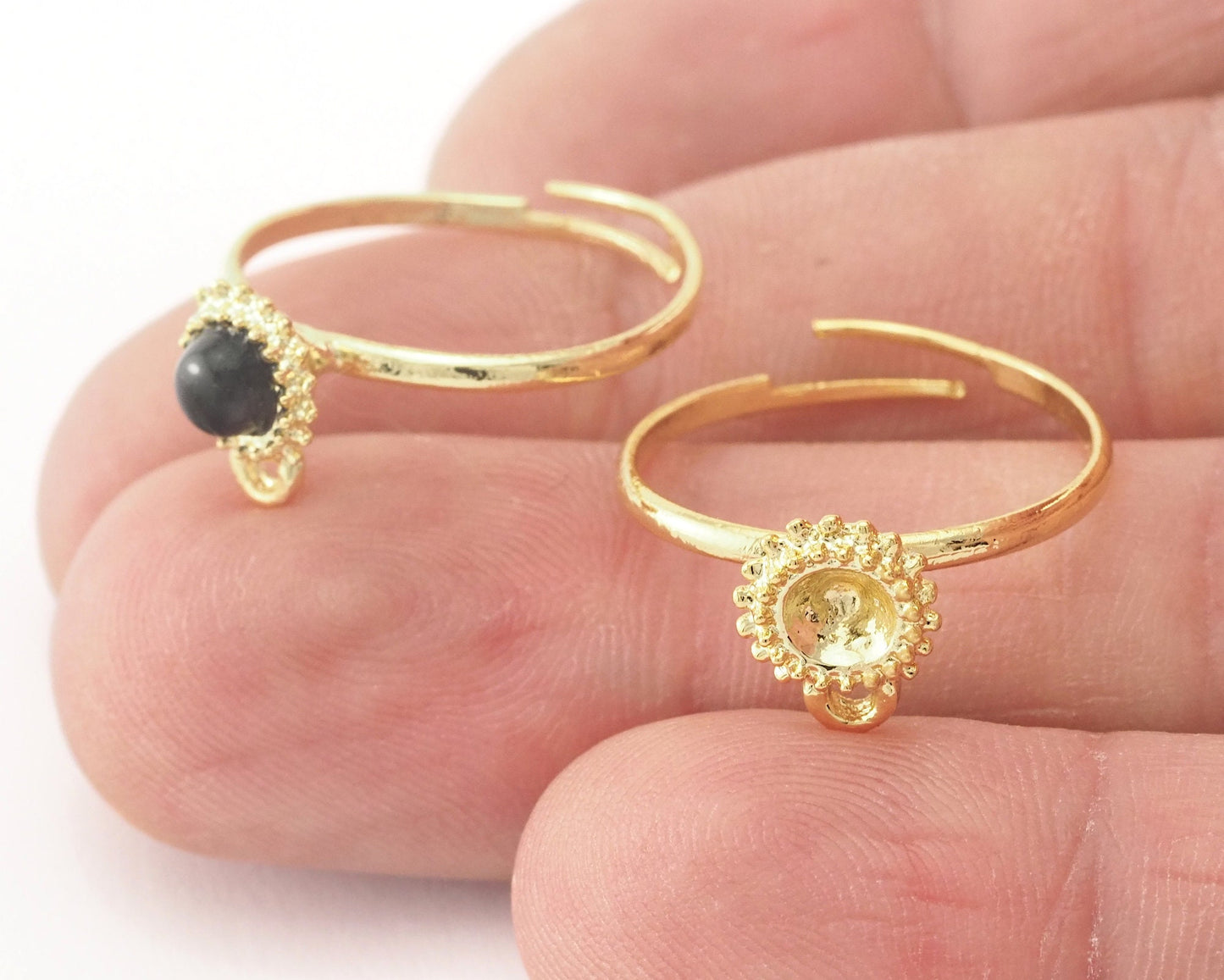 Ring Adjustable Ring Bezel - Loop Gold Plated brass (18mm 7.5US inner size - Adjustable ) OZ2715