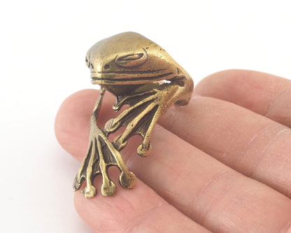 Frog Ring Adjustable Antique Bronze Plated Brass (17.5mm 7US inner size) OZ2893