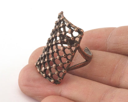 Dotted Adjustable Ring Antique Copper Plated brass (18mm 8US inner size) OZ2755 30mm