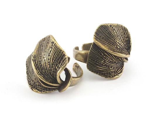 Leaf Ring Adjustable Antique Bronze Plated brass (18mm 8US inner size) OZ3245 ring27