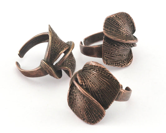 Leaf Ring Adjustable Antique Copper Plated brass (18mm 8US inner size) OZ3245 ring27