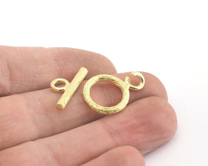 Textured Toggle Clasps Raw Brass 16mm ,Findings 3918