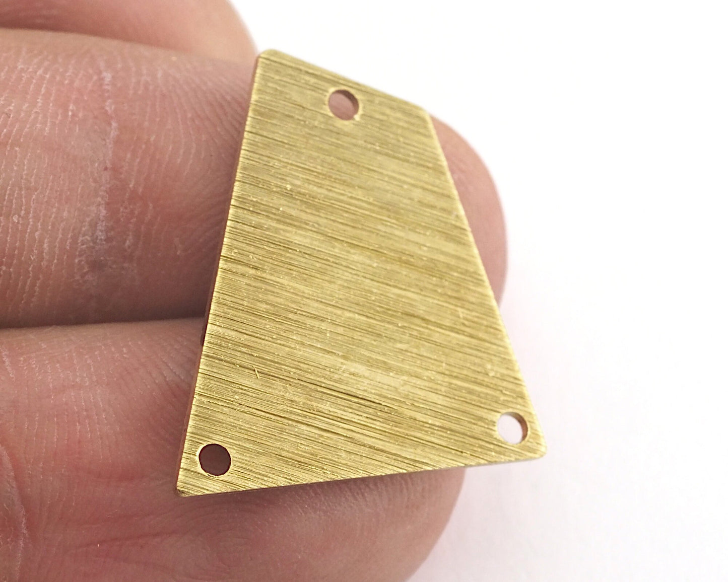 Brushed Quadrilateral Rectangle Trapezoid Charms 3 Hole Raw Brass 23x21mm 0.8mm thickness Findings R129-220