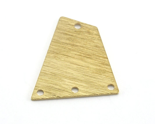 Brushed Quadrilateral Rectangle Trapezoid Charms 4 Hole Raw Brass 23x21mm 0.8mm thickness Findings R130-220