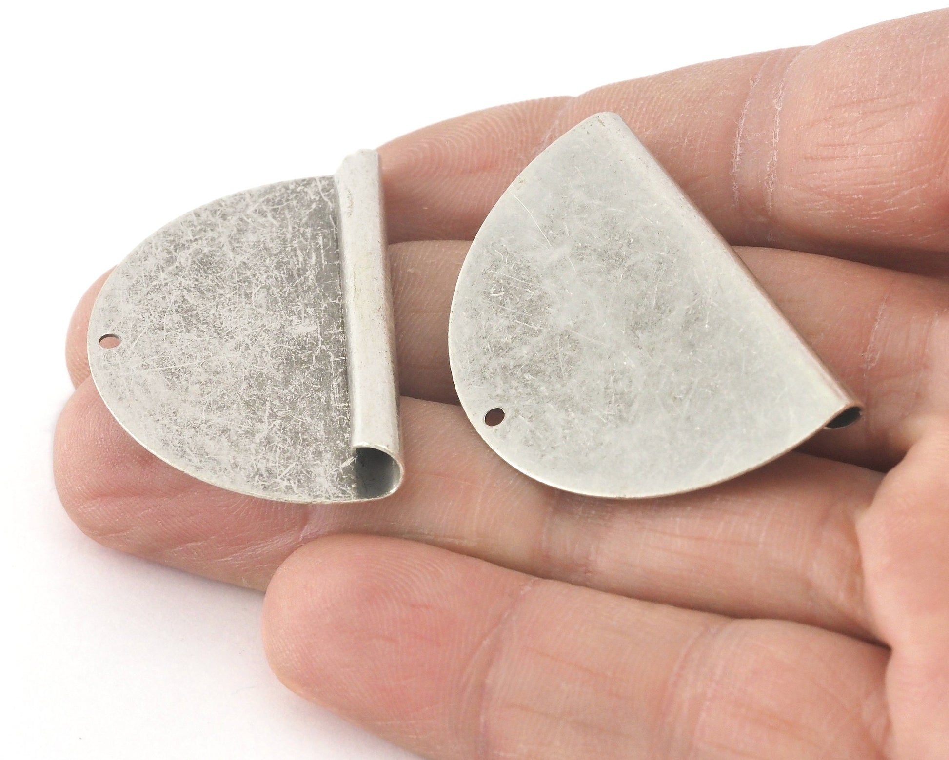 Semi Circle, Half moon 24x40mm 1 Hole pendant charms tag Antique silver plated brass 2197-365