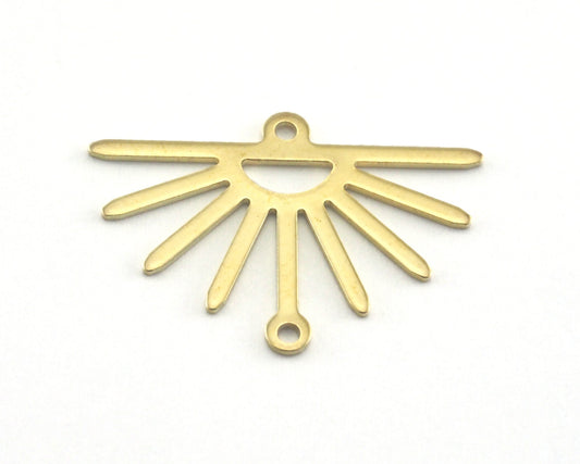 Sun Charms Connector 25x17.5mm 2 hole Raw brass findings R210-72