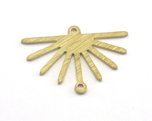 Brushed Sun Charms Connector 25x17.5mm 2 holes Raw brass findings R212-82