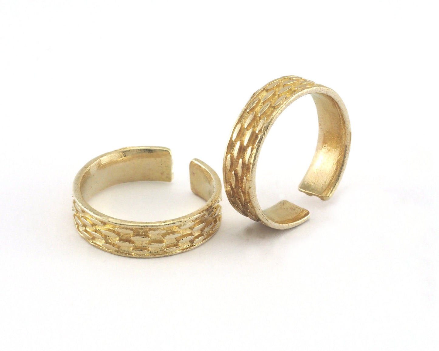 Minimalist Band Ring Textured Adjustable Raw Brass (19mm 9US inner size) OZ3941