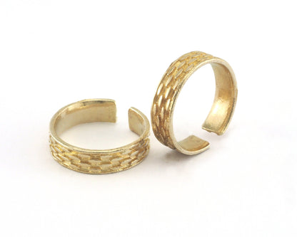 Minimalist Band Ring Textured Adjustable Raw Brass (19mm 9US inner size) OZ3941