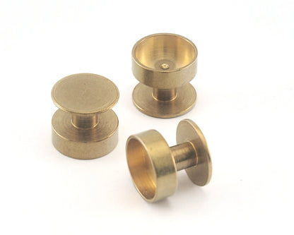 cufflink studs, 12x11mm 10mm (3mm wall) setting raw brass shirt collar tuxedo stud, 1701
