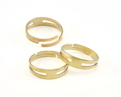 Ring blank size 6US - 9US Adjustable Raw Brass with 5mm base setting OZ3914