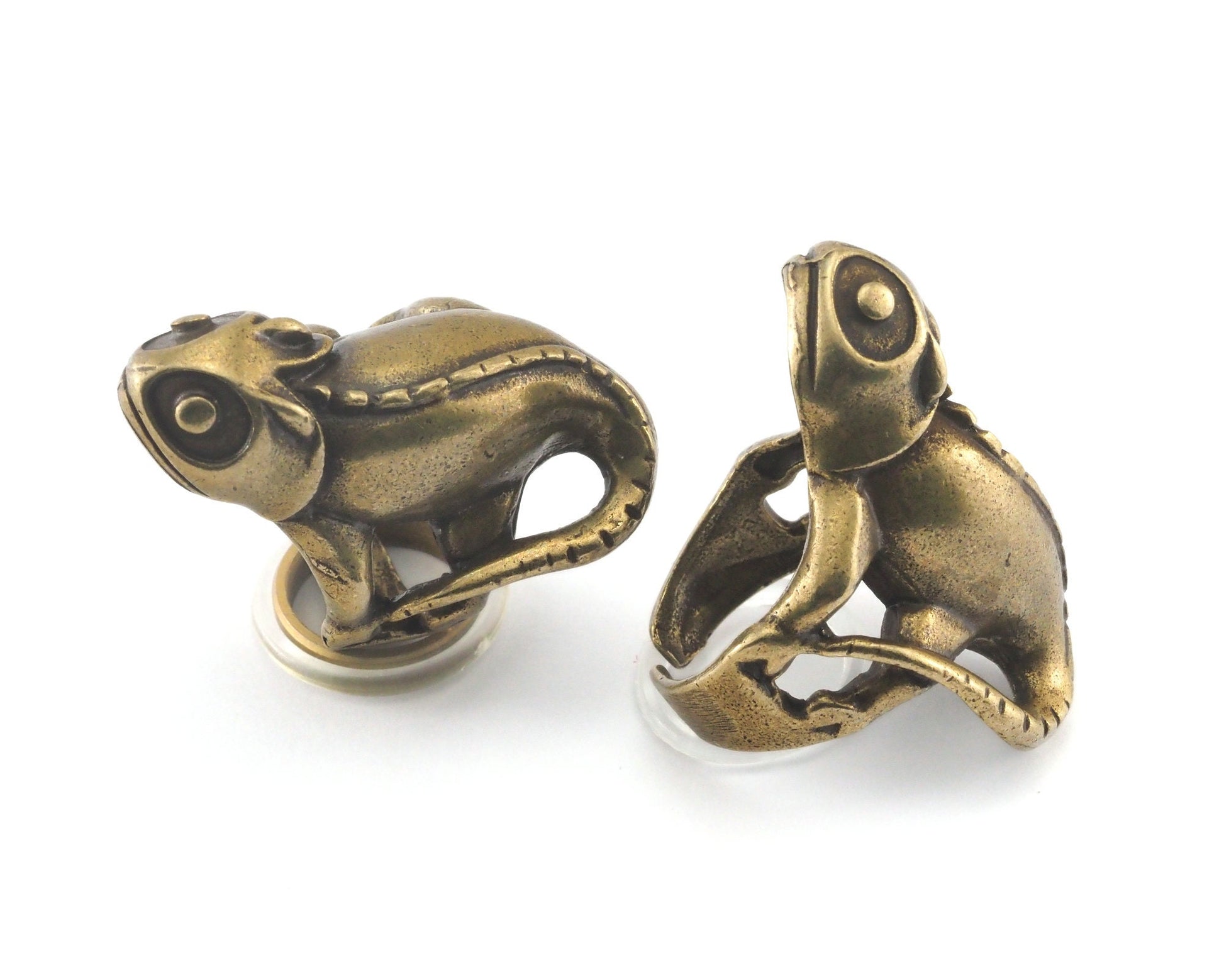 Chameleon Adjustable Antique Bronze Plated brass (18mm 8US inner size) OZ2829