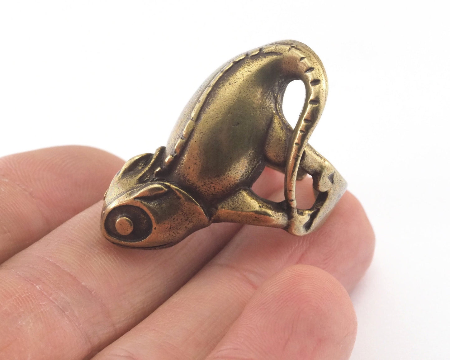 Chameleon Adjustable Antique Bronze Plated brass (18mm 8US inner size) OZ2829