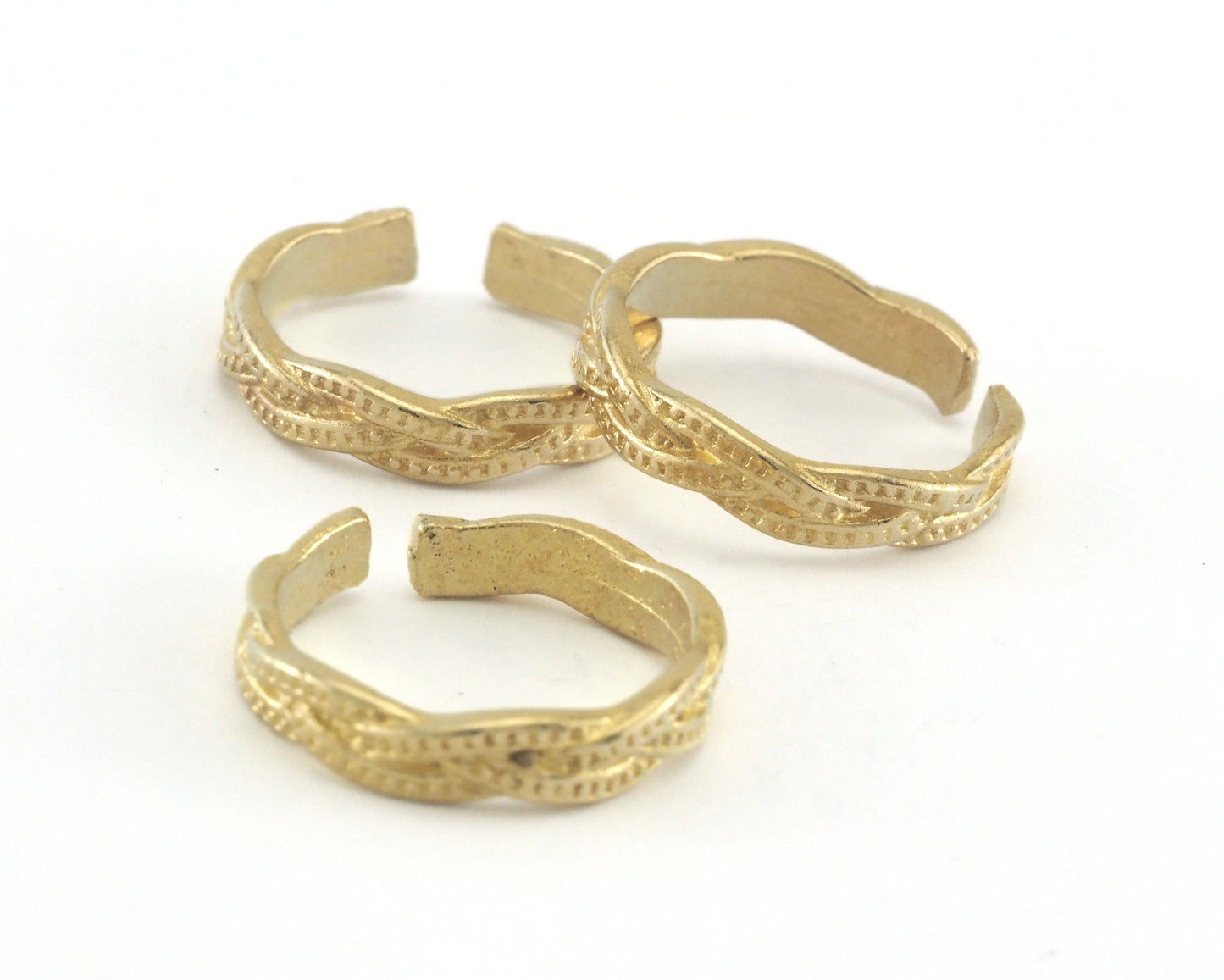 Minimalist Band Textured Adjustable Ring Raw Brass - Shiny Silver - Antique Silver - Matte Gold - Shiny Gold (17.5mm 7US size) OZ3857