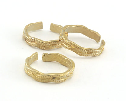 Minimalist Band Textured Adjustable Ring Raw Brass - Shiny Silver - Antique Silver - Matte Gold - Shiny Gold (17.5mm 7US size) OZ3857