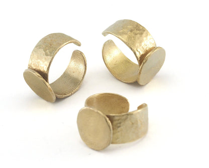 Signet Ring Hammered Adjustable Blank - Raw Brass (18-20.5mm 8-10.5US inner size - Adjustable ) 13mm Blank 5010