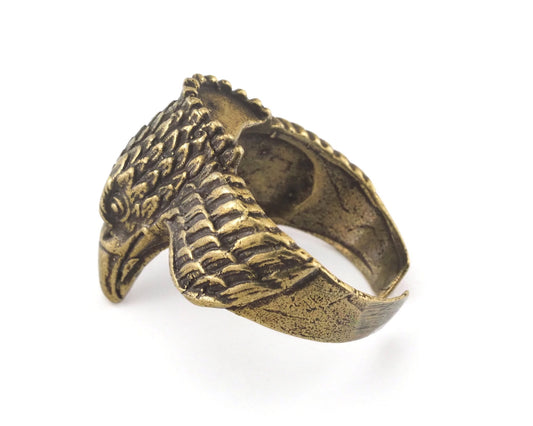 Eagle Ring Adjustable Antique Bronze Plated Brass 1 Pc. (19mm 8.5US inner size) OZ2885