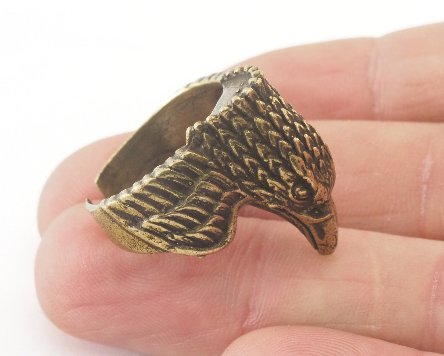 Eagle Ring Adjustable Antique Bronze Plated Brass 1 Pc. (19mm 8.5US inner size) OZ2885