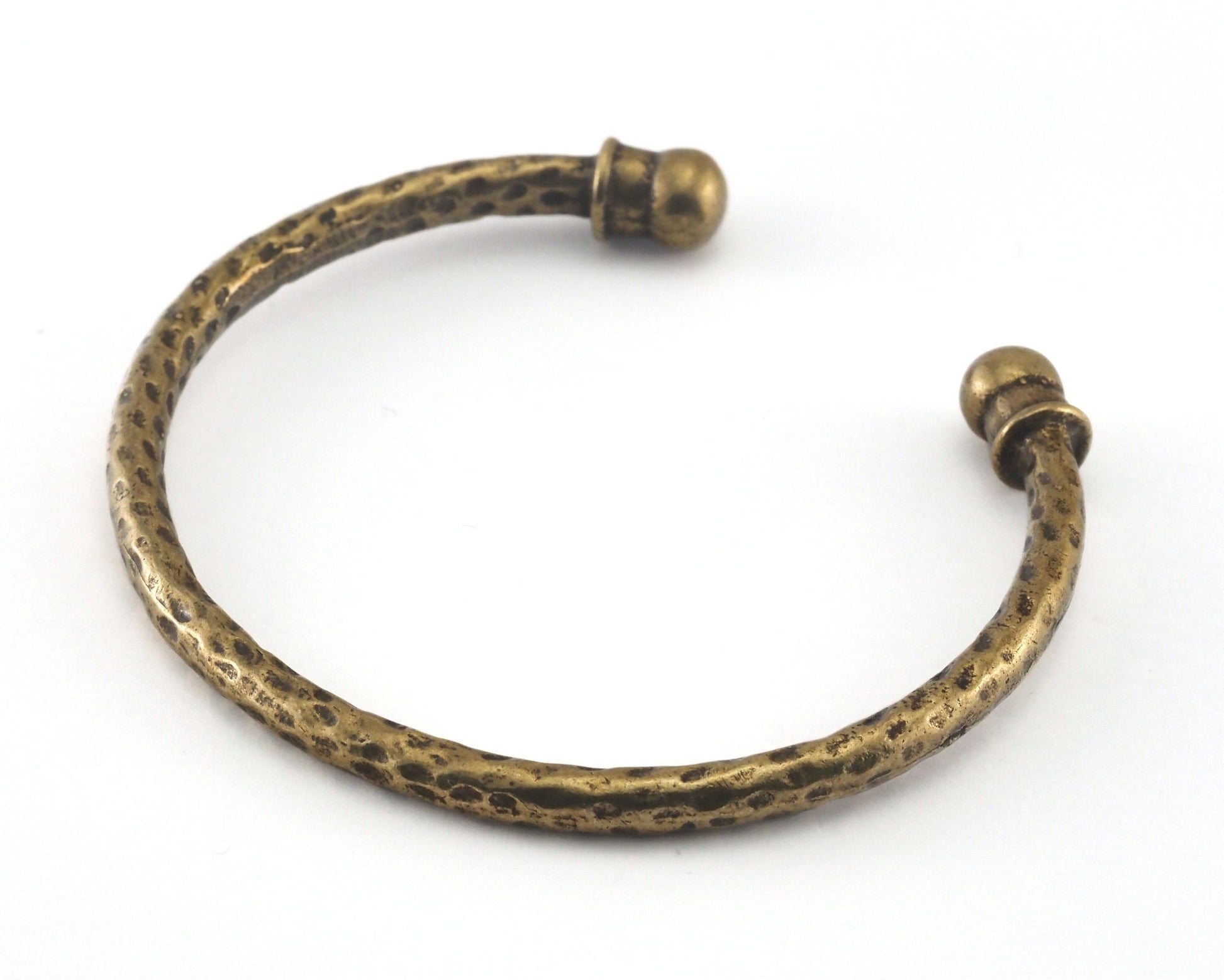 Hammered Bracelet Antique Bronze Plated Brass (55 mm inner size - Adjustable ) OZ2960