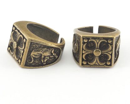 Signet Ring Adjustable Antique Bronze Plated Brass (19.5mm 9.5US inner size) Oz2717 ring28