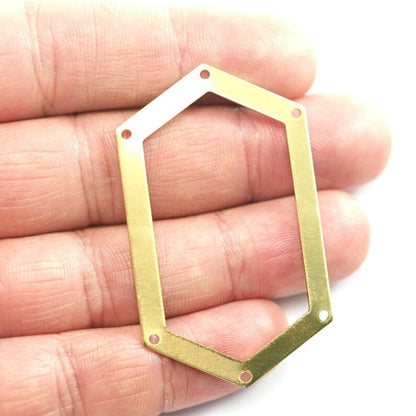 raw brass elongated hexagon shape 54x32mm 0.8 Thickness stamping blank 6 hole tag pendant 3970-350