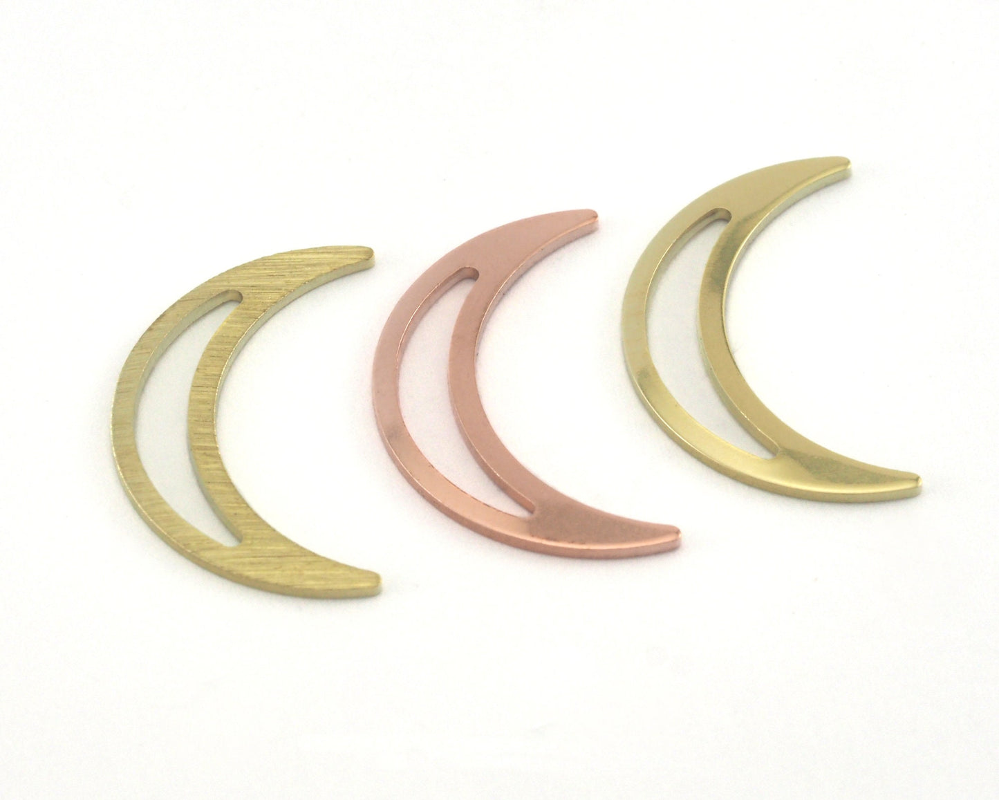 Brushed Crescent raw brass copper 22mm (0.8mm thickness) no hole charms findings R228-60