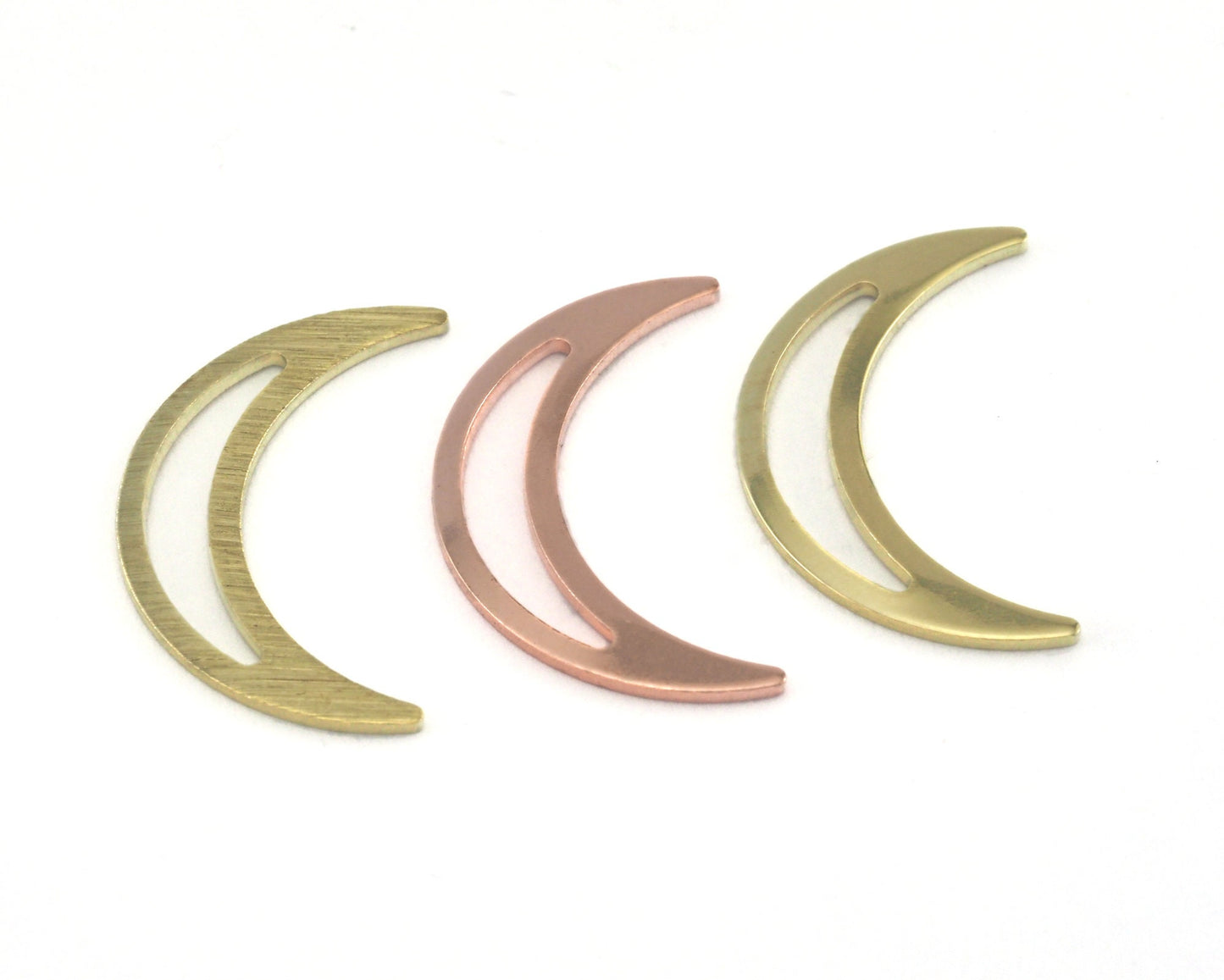 Brushed Crescent raw brass copper 22mm (0.8mm thickness) no hole charms findings R228-60