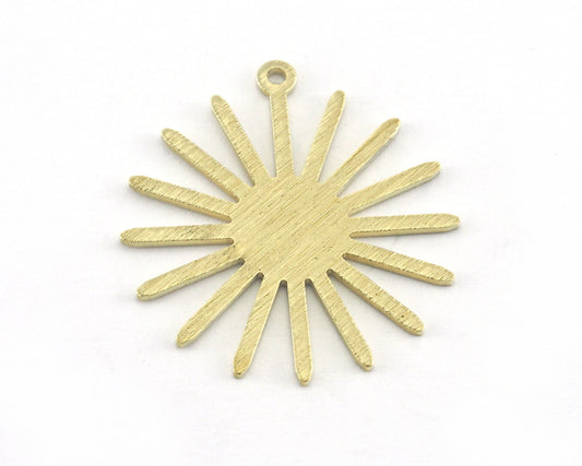 Brushed Sun Charms 25x27mm 1 hole Raw brass findings R200-145