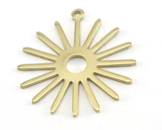 Sun Charms 25x27mm 1 hole Raw brass findings R198-145