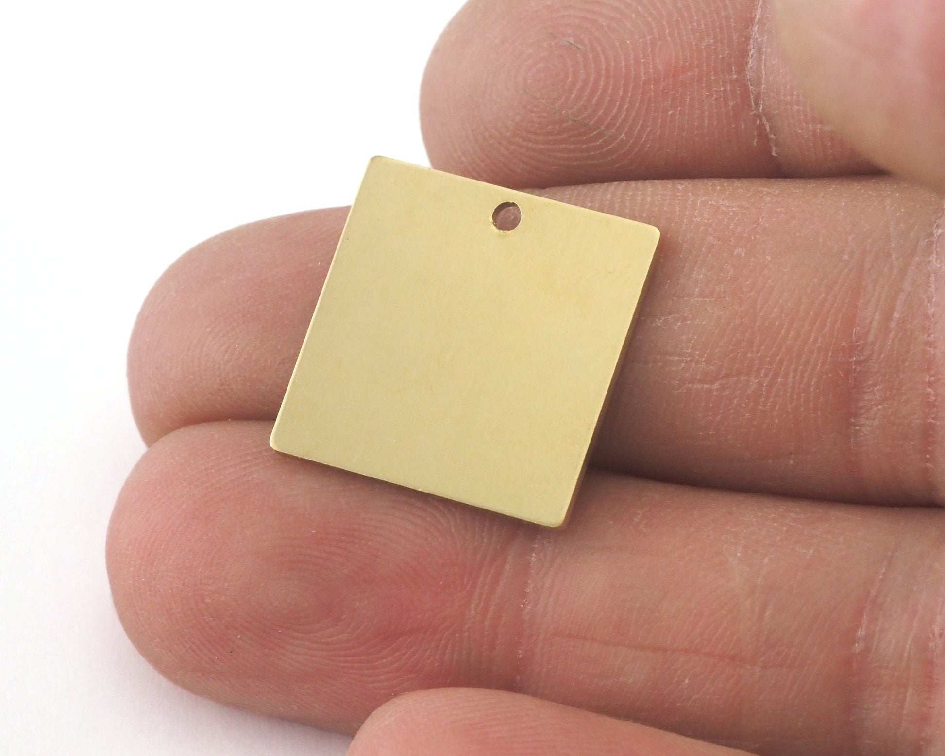 Square Tag Raw Brass 18mm 1 hole Charms ,Findings 3989-251
