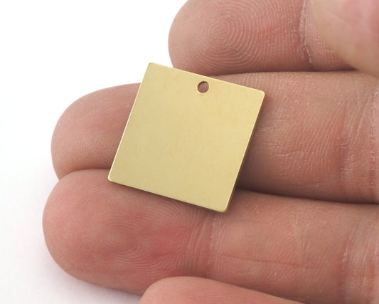 Square Tag Raw Brass 18mm 1 hole Charms ,Findings 3989-251