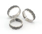 Minimalist Band Ring Textured Adjustable Antique Silver Plated Brass OZ3941