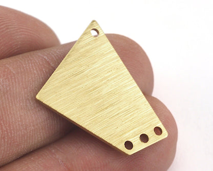 Brushed Quadrilateral Rectangle Trapezoid Charms 4 Hole Raw Brass 23x21mm 0.8mm thickness Findings R134-220