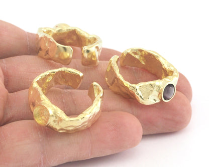 Ring Adjustable Ring Bezel (6mm) Organic Shape Raw brass (18mm 8US inner size - Adjustable ) OZ3921