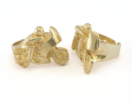 Motorcycles Ring Adjustable Raw Brass (17.5mm 7US inner size) OZ3223