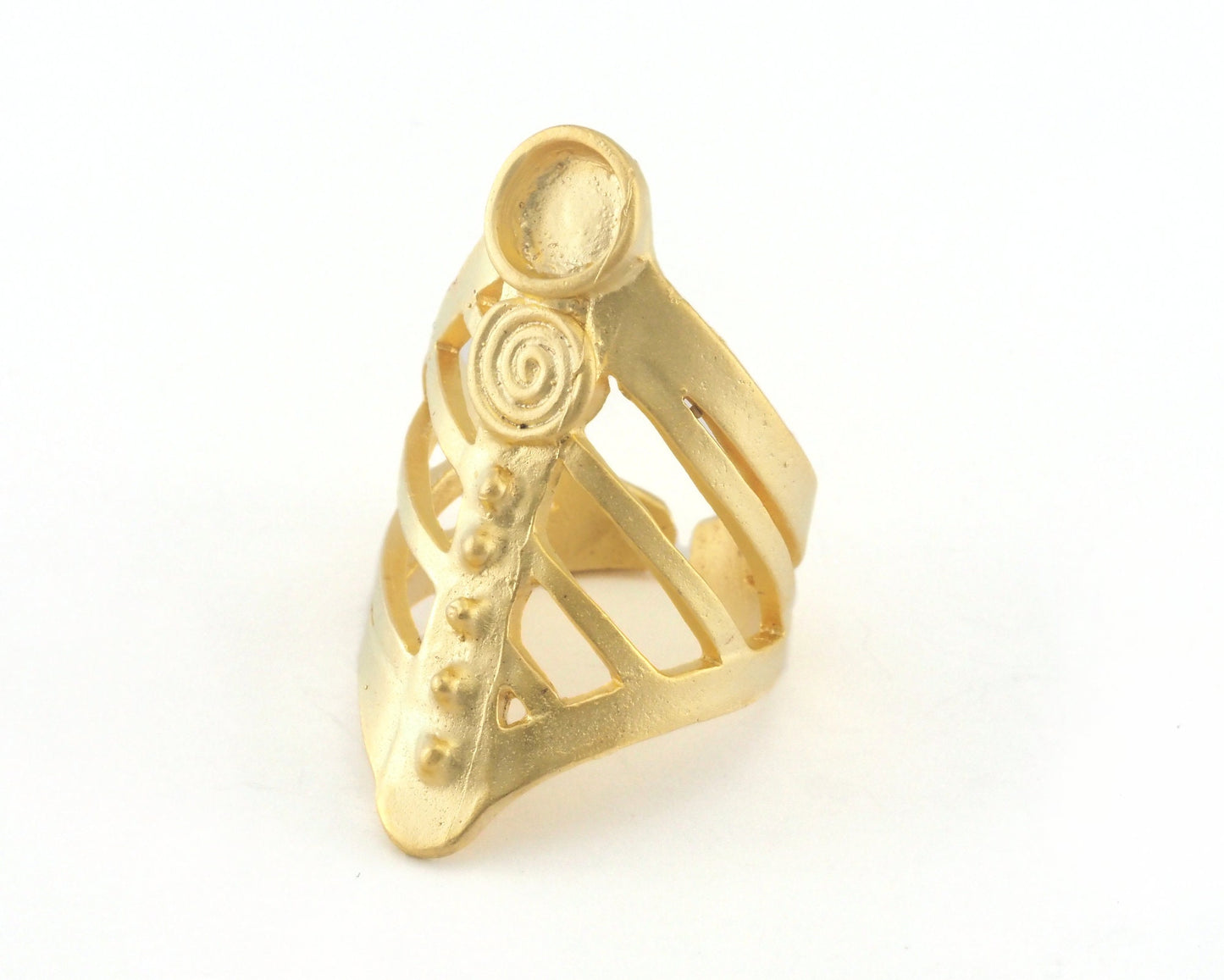Ring Adjustable Ring Bezel - 6mm Setting Matte Gold Plated brass (17.5mm 7.5US inner size - Adjustable ) OZ4587 37mm