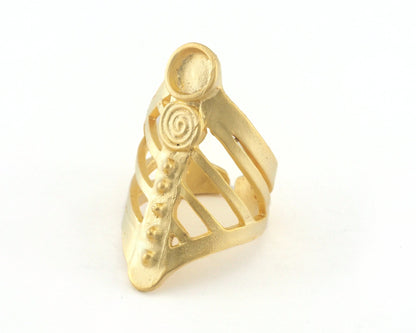 Ring Adjustable Ring Bezel - 6mm Setting Matte Gold Plated brass (17.5mm 7.5US inner size - Adjustable ) OZ4587 37mm