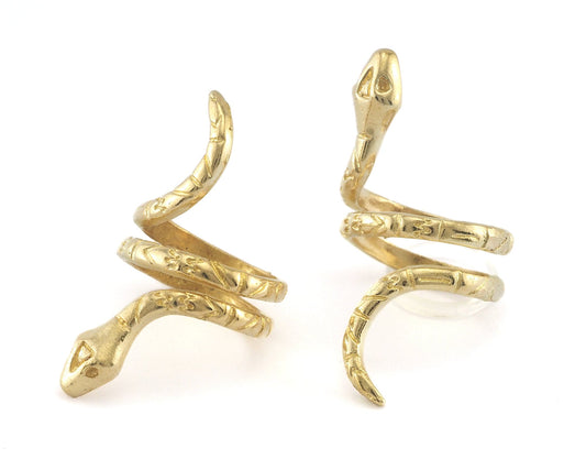 Snake Ring Wrap Animal Adjustable Raw brass (17mm - 18.5mm 6.5US - 8US inner size) Oz4003